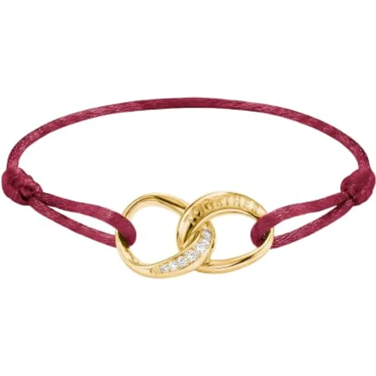 THOMAS SABO Damen Textil-Armband Together, vergoldet, rot, Kordelkette mit Zirkonia, Motiv: Liebe