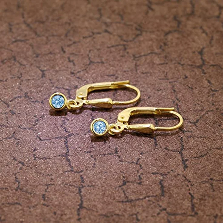 trendor Damen Ohrringe Gold 333/8 K Ohrhänger mit Blauem Zirkonia, 19 mm, hochglanzpolierte Oberfläche – Bild 2