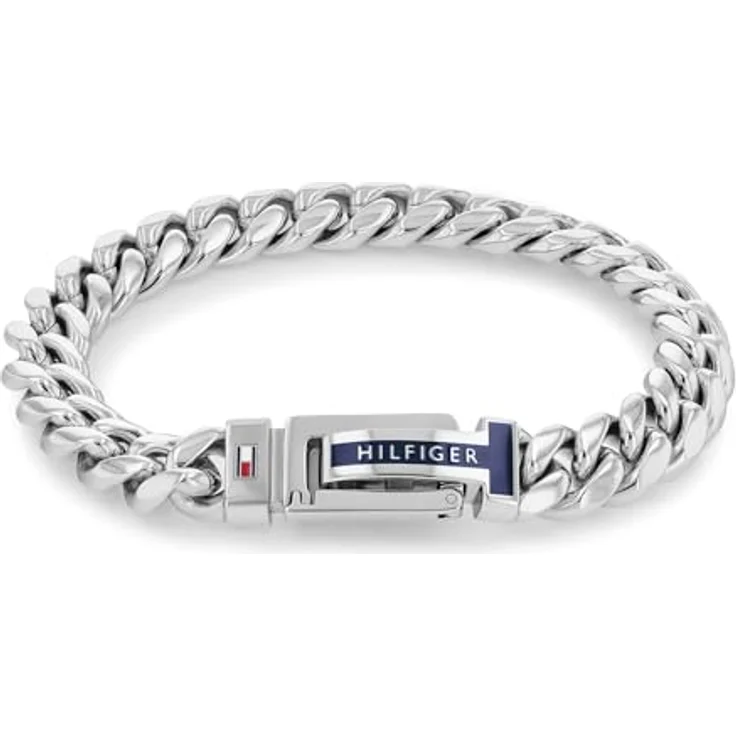 Tommy Hilfiger Jewelry Gliederarmband für Herren aus Edelstahl, 19 cm, gold oder silber, mit emaillem Tommy Hilfiger-Flaggenlogo – Bild 1