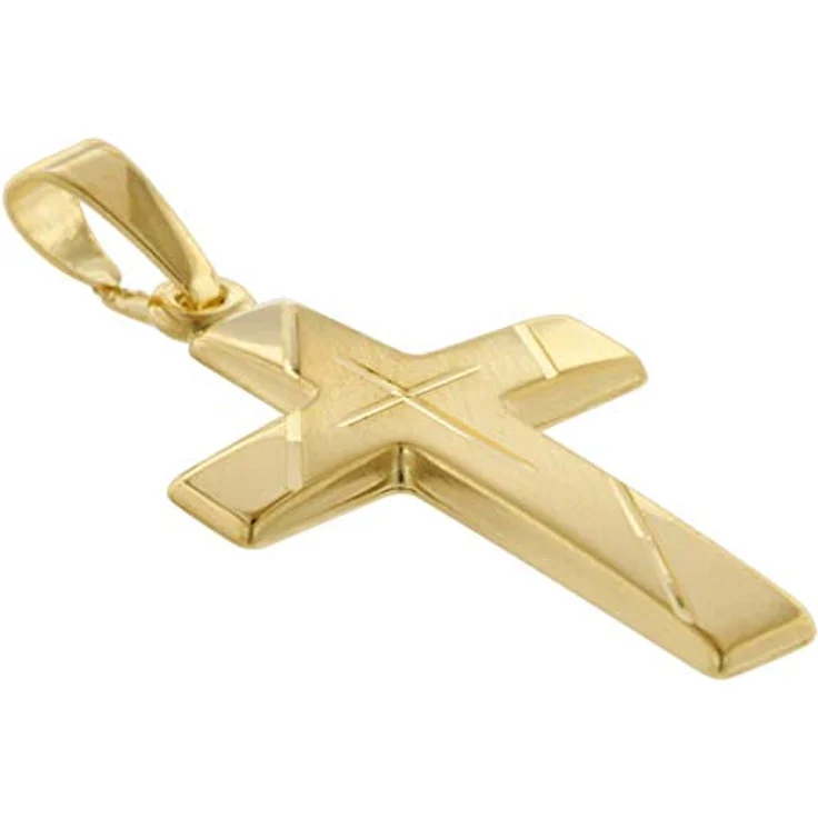 trendor Kreuz Anhänger Gold 333 mit goldplattierter Silberkette 50 cm, elegantes Design, 21 x 14 mm – Bild 2