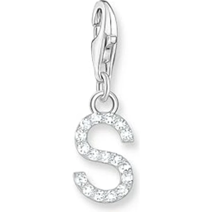 THOMAS SABO Charm-Anhänger Buchstabe S, Silber 925 mit weißen Steinen, für Charm Armband und Ketten – Bild 1