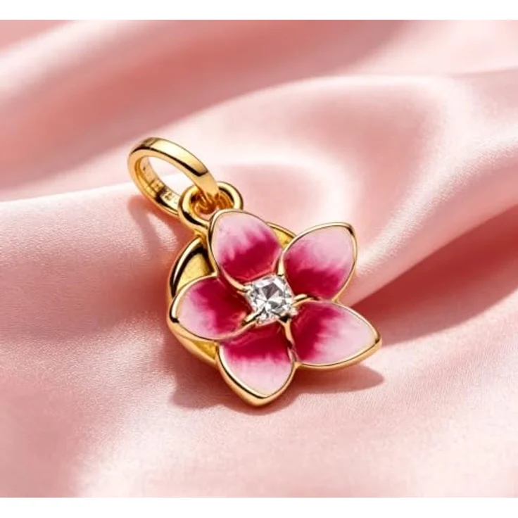 WEIMU Golden Charms 925 Sterling Silber Charm, hypoallergenes Schmuckstück mit goldener Blume für Armband & Halskette – Bild 3