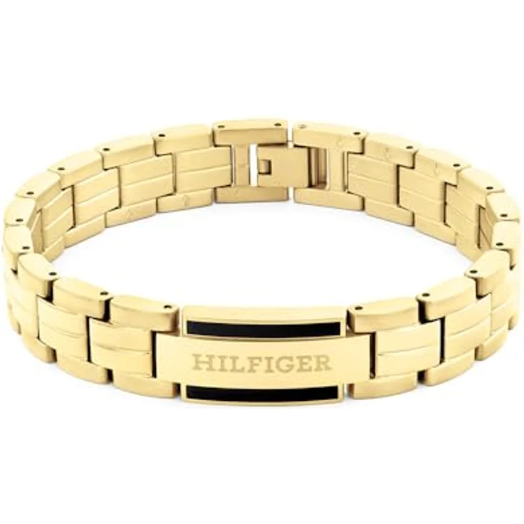 Tommy Hilfiger Jewelry Armband aus Edelstahl mit Gelbgold-Ion-Beschichtung, Knebelverschluss, 190 mm, Ikonisches blaues Emaille-Detail – Bild 1