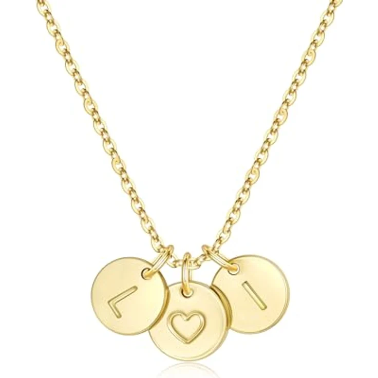 TINGN Herz Zwei Buchstaben Kette Damen, Gold Halskette mit Buchstaben L I, personalisierte Geschenkidee für Frauen und Mädchen, 18"+2.5" verlängerbar, hypoallergen – Bild 1