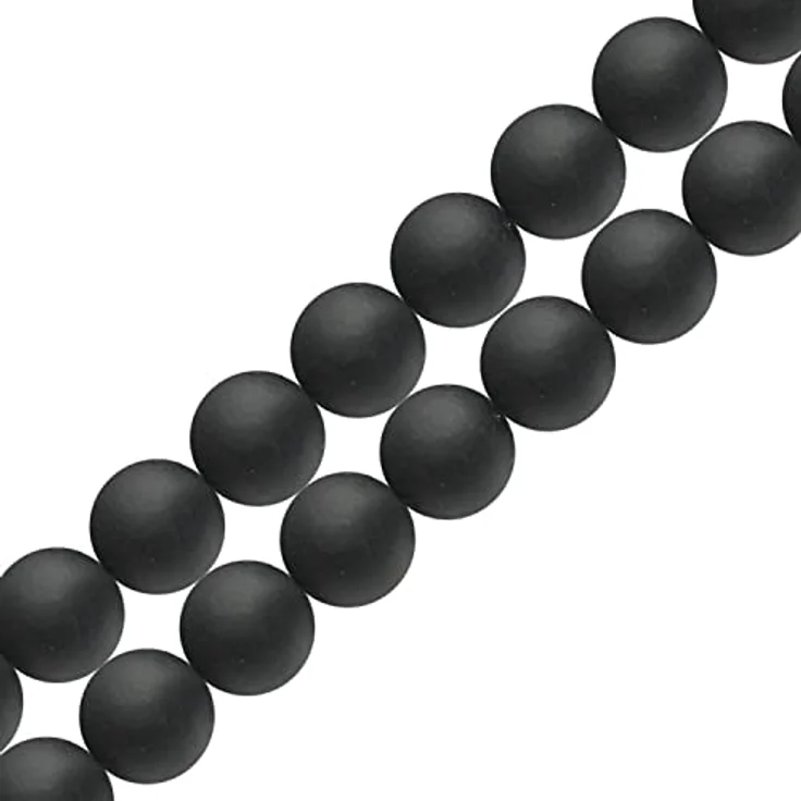 SKYBEADS Schwarzer Achat Mattierte Perlen, Runde 6mm Natur Edelstein Perlen zum Auffädeln, 38cm Strang mit ca. 60 Stück – Bild 5
