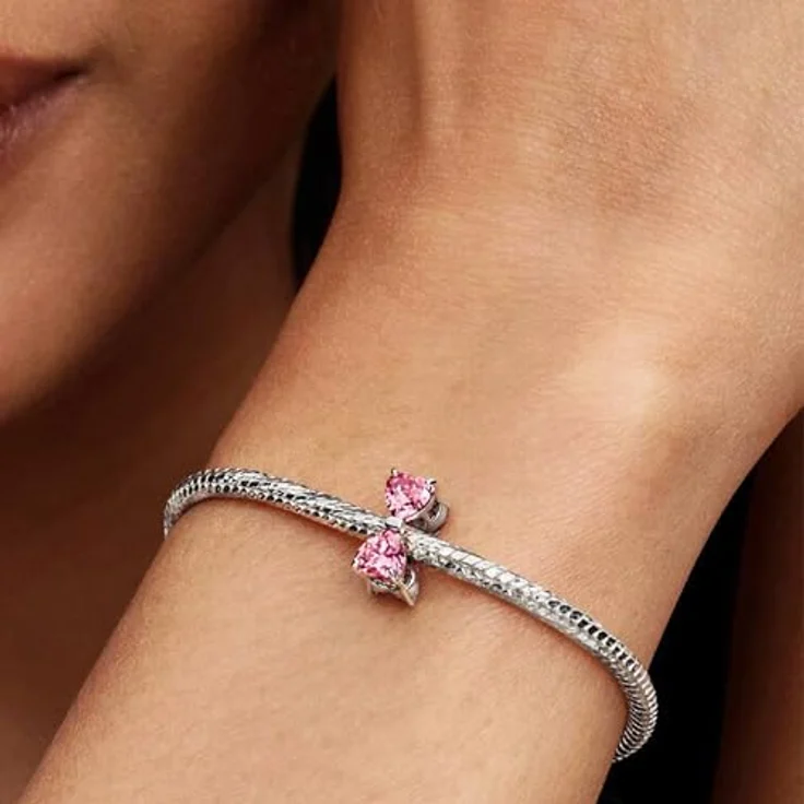 PANDORA Moments Rosafarbene Schleife Charm, Sterling-Silber mit Zirkonia, kompatibel mit Moments, Modell 794253C01 – Bild 4