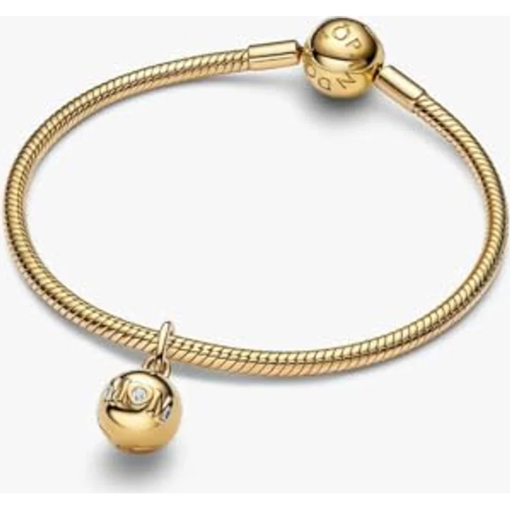 PANDORA Charm Mama Kugelanhänger zum Öffnen, 14 Karat vergoldet mit Gravur "Ich liebe dich" und Cubic Zirkonia, kompatibel mit Moments ME, 764457C01 – Bild 3