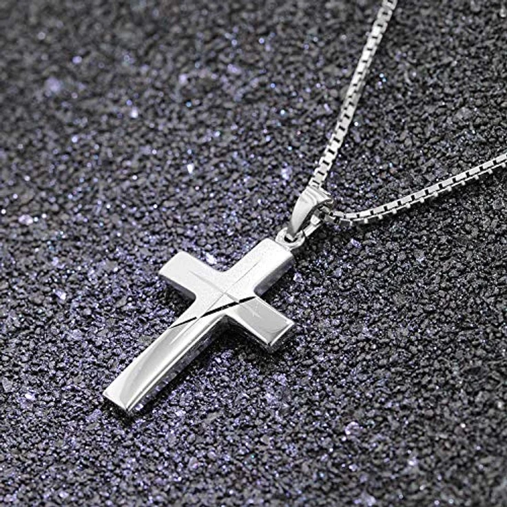 trendor Herren Silber-Kreuz-Halskette 925 mit Anhänger 27x16 mm, modisches Geschenk in Geschenk-Box, 50 cm lang – Bild 3