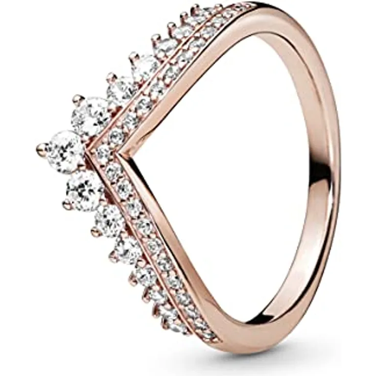 Pandora 198282CZ, Damenring Tiara Wishbone aus 925 Sterlingsilber, verziert mit 5 weißen Zirkonias, Größe 54/17,2