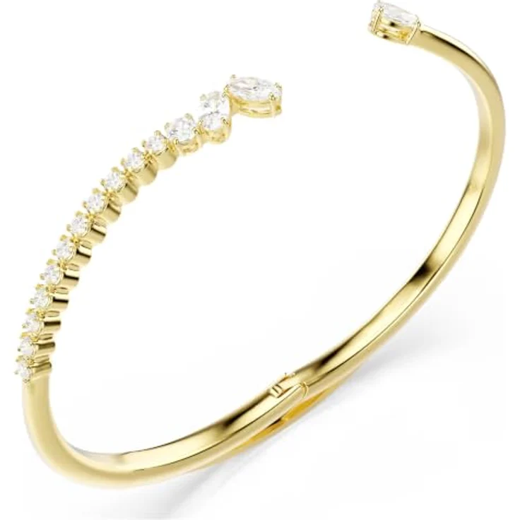 Swarovski Mesmera Armreif, 18 kt Gold-Finish, gemischter Schnitt, Weiß, Cubic Zirkonia, Medium – Bild 4