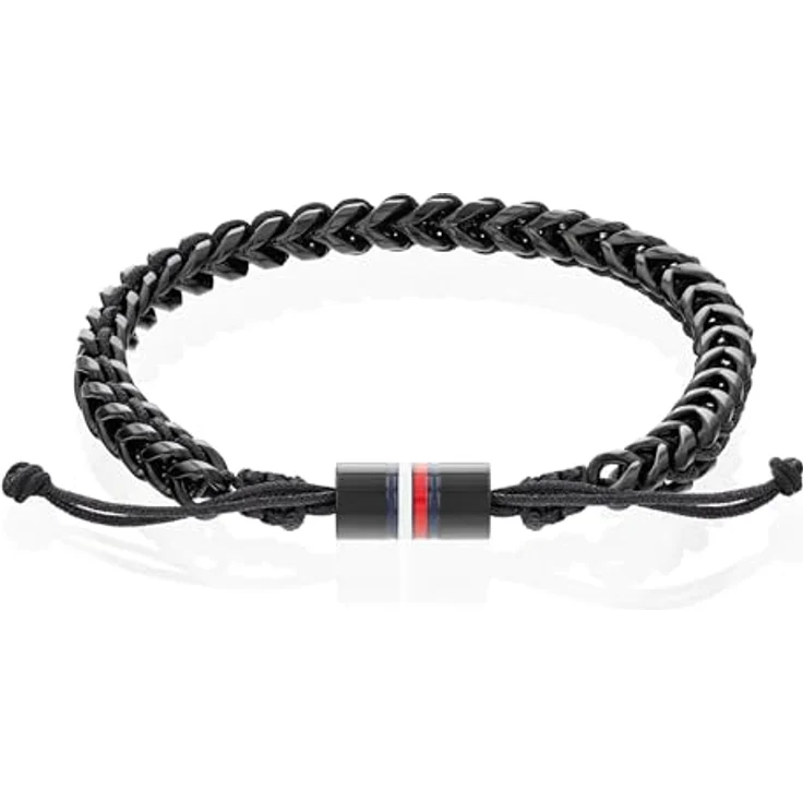 Tommy Hilfiger Jewelry Kordelarmband für Herren, geflochtenes Nylonarmband in Schwarz mit Edelstahlverschluss, verstellbar von 18,5 cm bis 19,5 cm – Bild 1