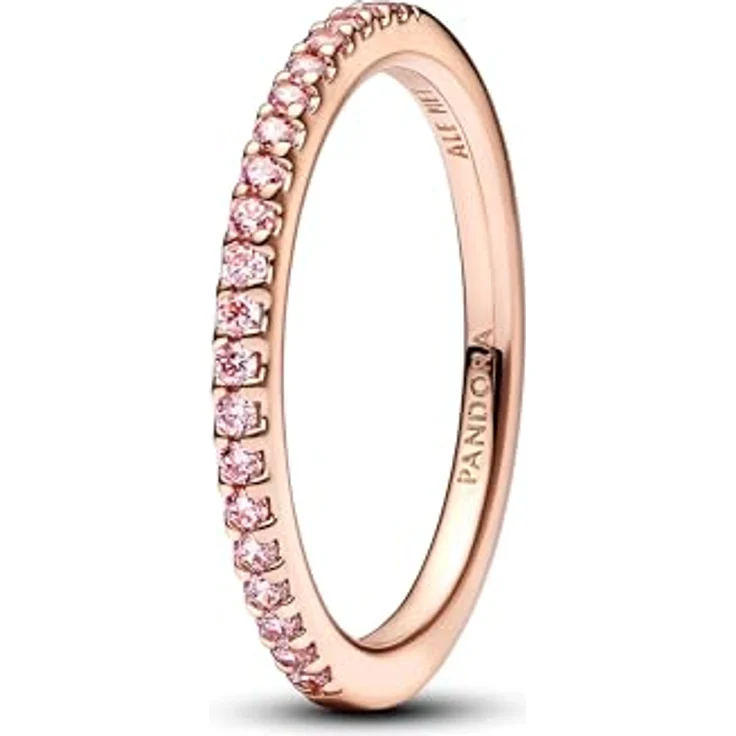 PANDORA Timeless Funkelnder Rosafarbener Pavé-Band Ring aus Sterling Silber, rosévergoldete Metalllegierung mit Zirkonia, Größe: 54, 182999C01-54 – Bild 1