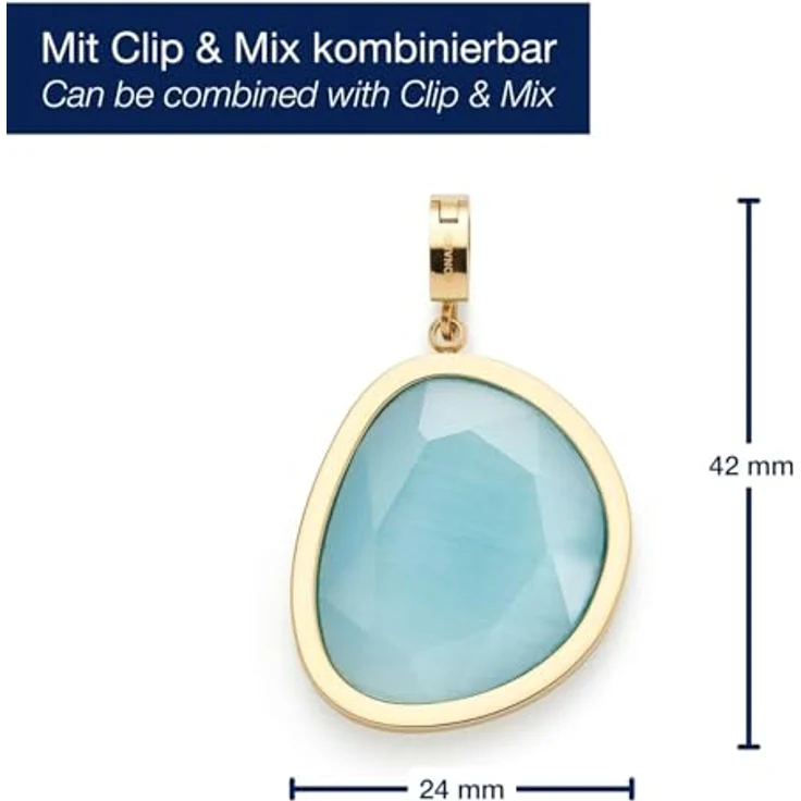 JEWELS BY LEONARDO Clip & Mix Bonny Anhänger, goldfarbener Edelstahl mit glasklarem Türkis Catseye, Schmuck Geschenk für Frauen – Bild 2