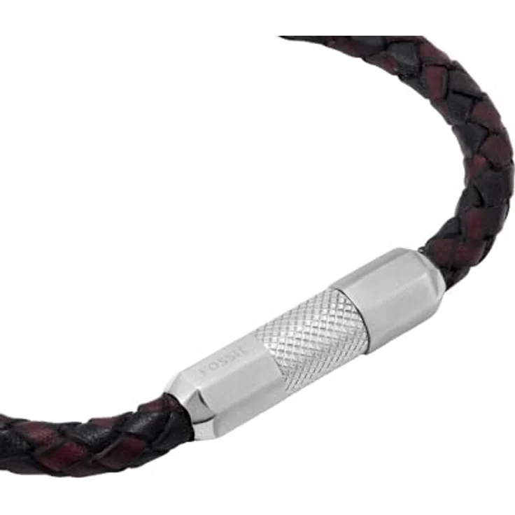 Fossil Herren Edelstahlarmband, 20cm, verstellbarer Magnetverschluss, poliert, silberner Edelstahl – Bild 3