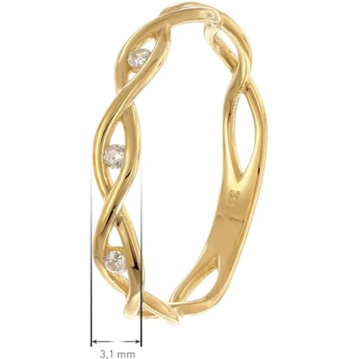 trendor Damen-Ring Gold 333/8K, Flechtdesign mit Zirkonias, Ringgröße 54/17,2, edles Schmuckstück für Frauen – Bild 5
