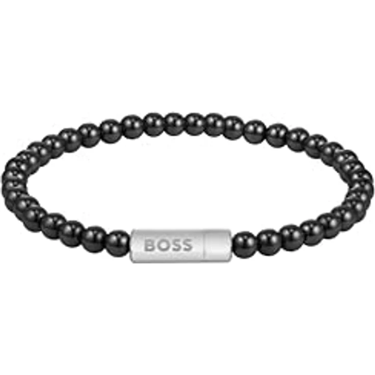 HUGO BOSS Herren-Armband mit Onyxperlen und Edelstahlverschluss, 190 mm Länge, schwarz – Bild 2