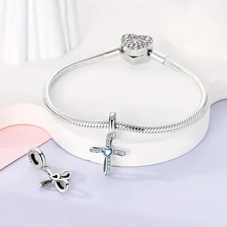 ChenYuTe 925 Sterling Silber Charms, Dangle Anhänger mit 5A-Zirkonia, kompatibel mit Pandora Europäischen Armbändern und Halskette für Frauen – Bild 2