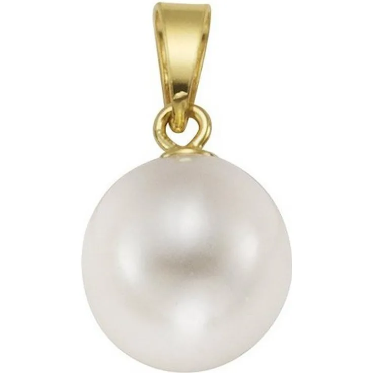 Vivance Kettenanhänger 925 Silber vergoldet mit weißer Süßwasserzuchtperle, 1,4 cm, glänzend