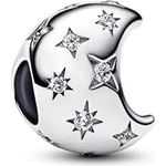 PANDORA Moments Mondsichel Charm, Sterling-Silber mit Zirkonia und Gravur „THE SKY IS THE LIMIT“, kompatibel mit Moments, 794254C01