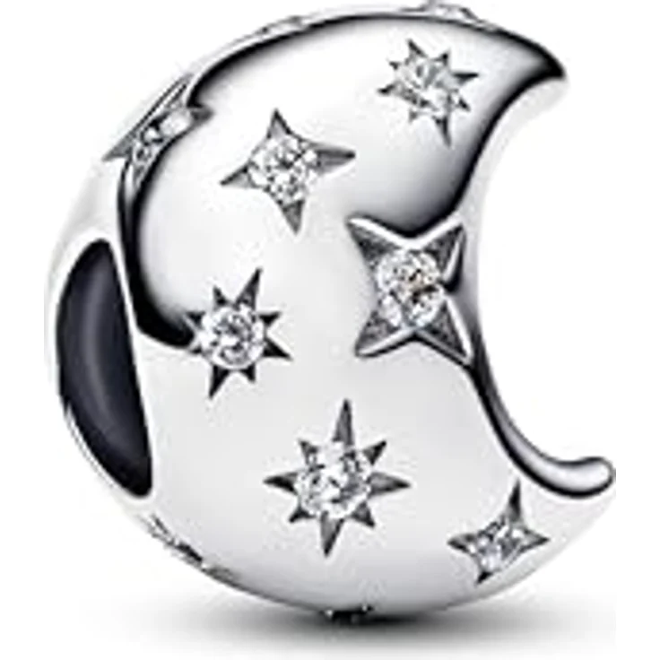 PANDORA Moments Mondsichel Charm, Sterling-Silber mit Zirkonia und Gravur „THE SKY IS THE LIMIT“, kompatibel mit Moments, 794254C01 – Bild 1