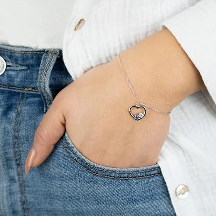 Engelsrufer Armband Yin Yang Herz aus 925er Sterlingsilber, rhodiniert mit Zirkonia – verstellbare Länge 17+3 cm, Karabinerverschluss – Bild 2