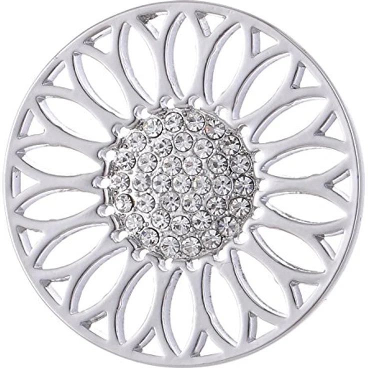 Morella Damen Halskette 70 cm Edelstahl mit Sonnenblumen-Amulett und 33 mm Coin im Schmuckbeutel, Silber – Bild 2