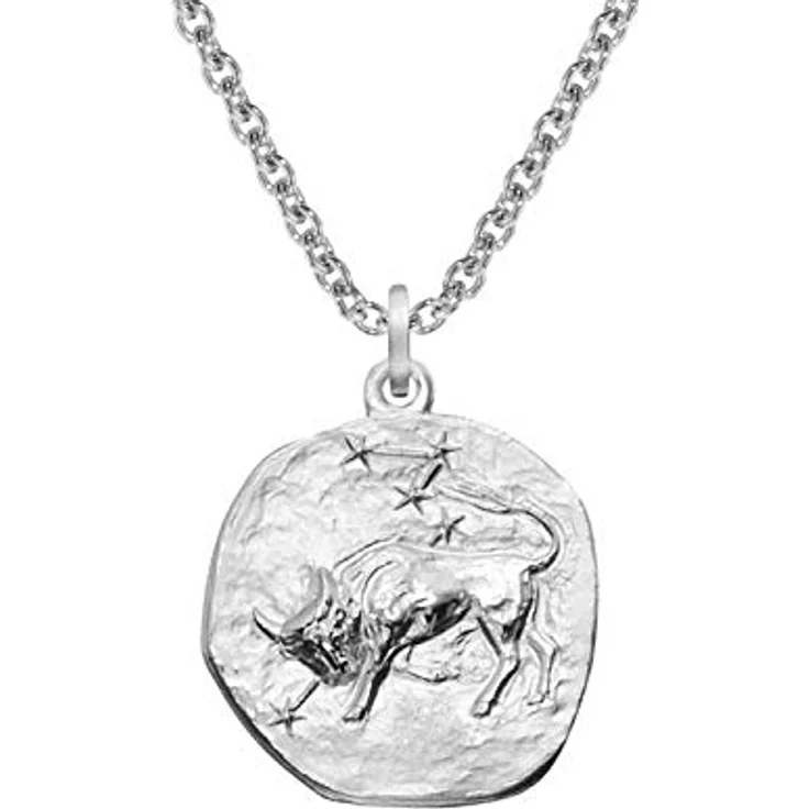trendor Sternzeichen Stier Halskette aus 925 Silber, Ø 16 mm, rhodiniert, 50 cm, für Damen, Herren und Kinder – Bild 1