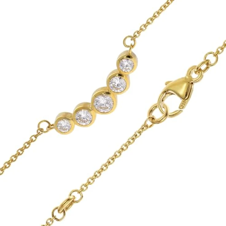 GLIZZ Damen-Halskette Gold 333/8K Zirkonia-Collier, 45 cm Rundankerkette mit Karabiner-Verschluss, edle Geschenkverpackung – Bild 5