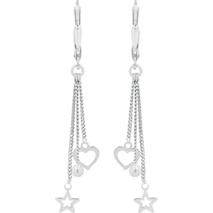 Amor Ohrhänger Damen, Sterling Silber, Herz- und Sternmotiv, in Geschenk Box – Bild 4