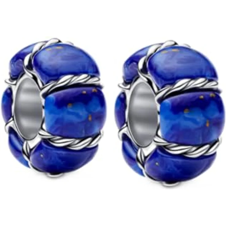 WEIMU Charms Stopper 925 Sterling Silber, für Bead Charm Armband – Hypoallergen, Blau (2 cm) – Bild 1