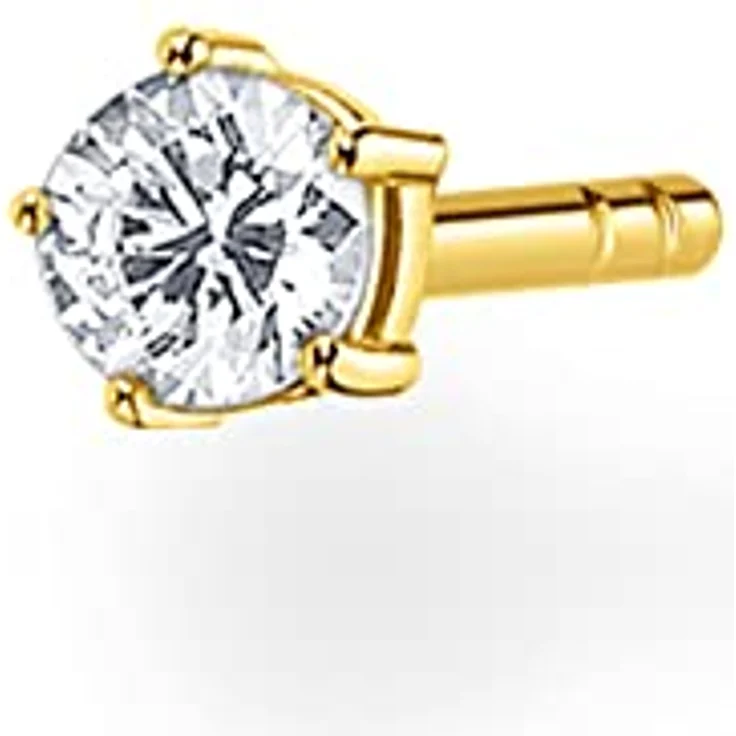 Thomas Sabo Einzel Ohrstecker, kleiner weißer Stein, vergoldetes Silber, H2147-414-14 – Bild 2