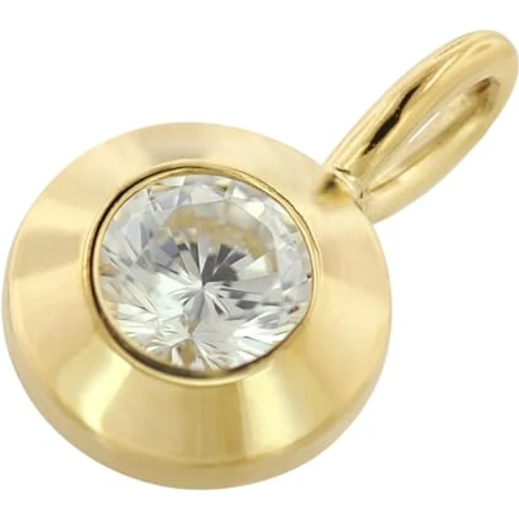trendor Runder Anhänger 21572, Kettenanhänger aus Gelbgold 333/8K mit synthetischem Zirkonia, Durchmesser 7 mm, Made in Germany – Bild 2