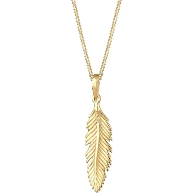 Elli Halskette Damen Feder Anhänger Boho Festival, 925 Sterling Silber vergoldet, handgefertigt, anlaufgeschützt – Bild 4