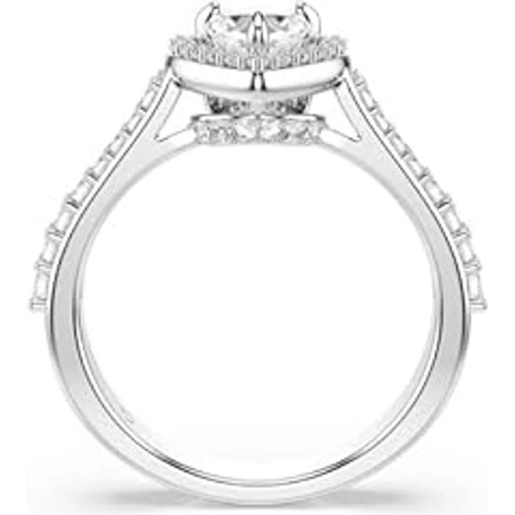 Swarovski Una Angelic Herz Motivring, Rhodiniert mit Kristallpavé und Swarovski Zirconia, Weiß – Bild 4