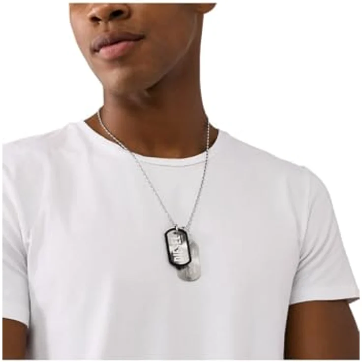 Diesel Herrenkette Font Dog Tag aus Edelstahl, gebürstet, Silberfarben, DX1553040 – Bild 2