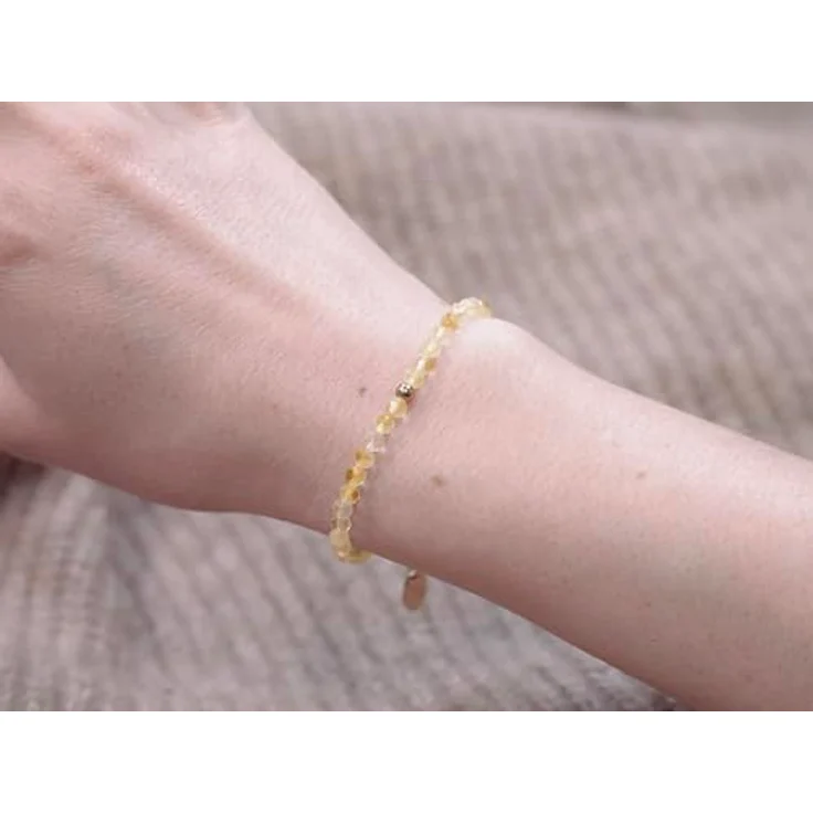 BERGERLIN Citrin Armband gelb, facettiertes Damen-Armbändchen mit vergoldeter Perle und verschließbarem Mechanismus, Größe XS-S – Bild 4
