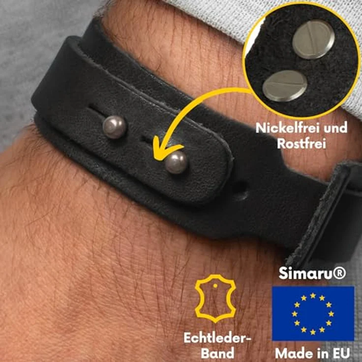 Simaru Lederarmband, 25mm breit, pflanzlich gegerbtes Echtleder, robuste Schraubniete, allergikerfreundlich, für Damen und Herren – Bild 4