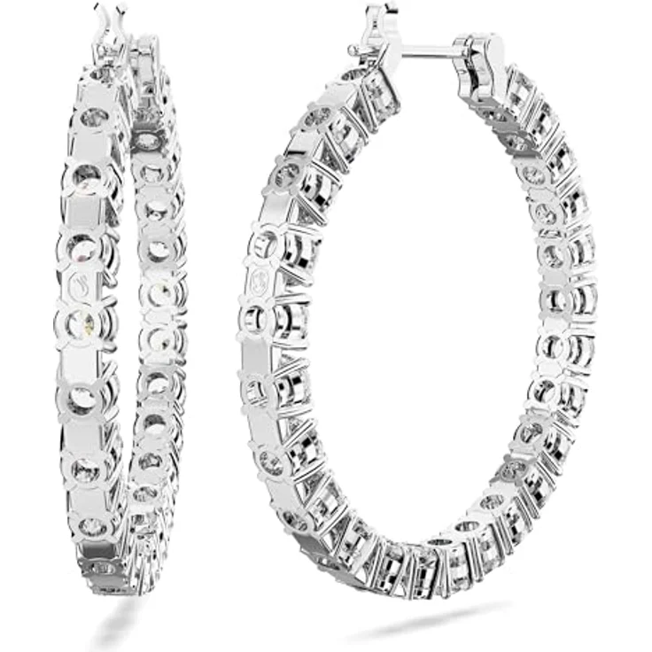Swarovski Matrix Kreolen, Rhodinierte Ohrringe mit Strahlenden Swarovski Kristallen, Zeitloses Design – Bild 4