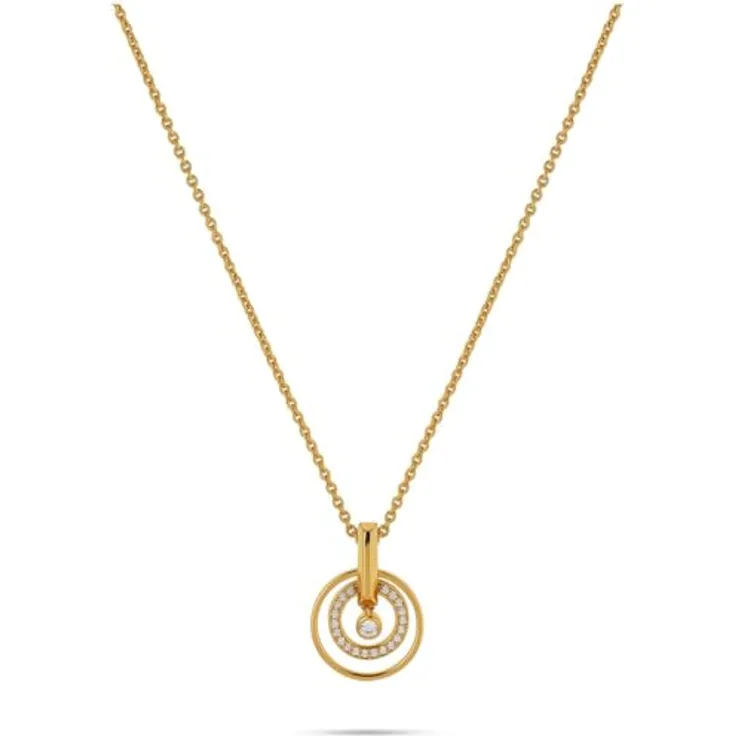 JETTE Damen-Halskette 925er Silber, recycelter Zirkonia, Gelbgold, One Size, 32028444