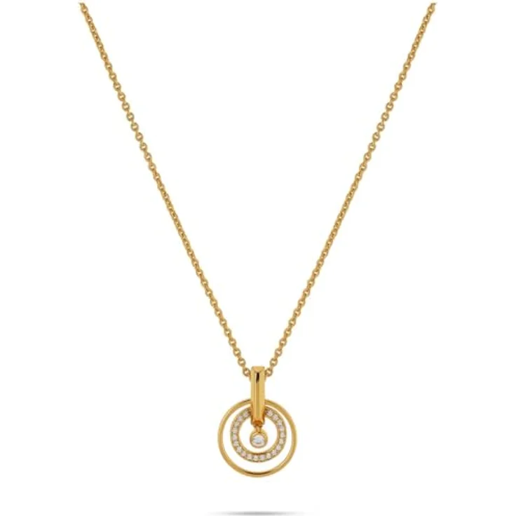 JETTE Damen-Halskette 925er Silber, recycelter Zirkonia, Gelbgold, One Size, 32028444 – Bild 1