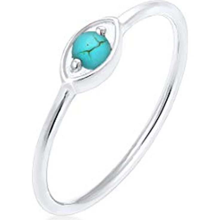 Elli Ring Damen Evil Eye Talisman mit Howlith Edelstein, 925 Sterling Silber, Boho Festival Design – Bild 1