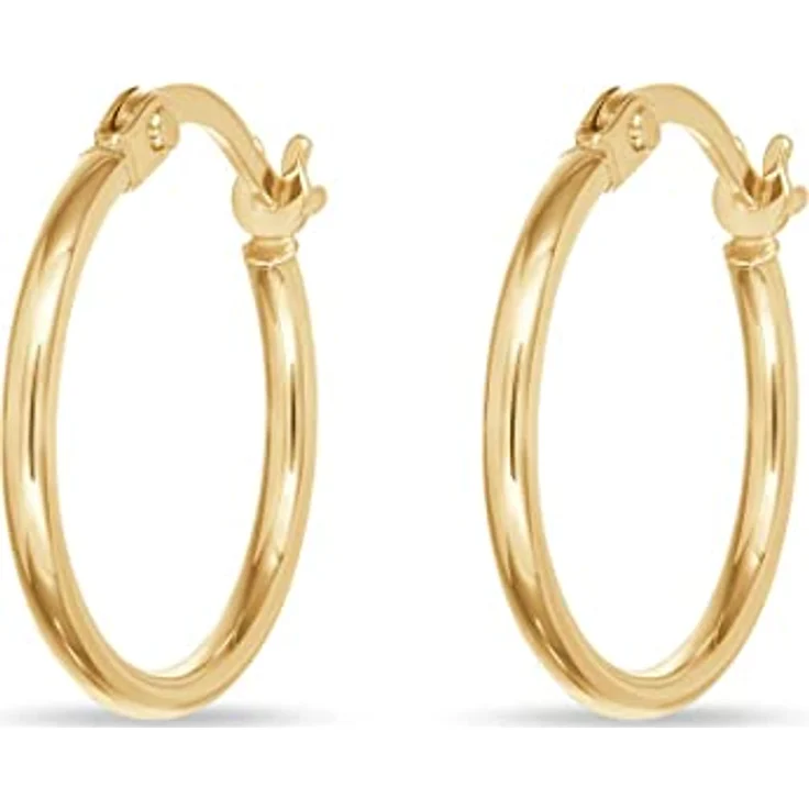 FAVS Damen-Creolen 375er Gelbgold, klassischer Ohrschmuck mit 1,7 cm Länge und 16 mm Durchmesser, in Geschenkbox – Bild 1