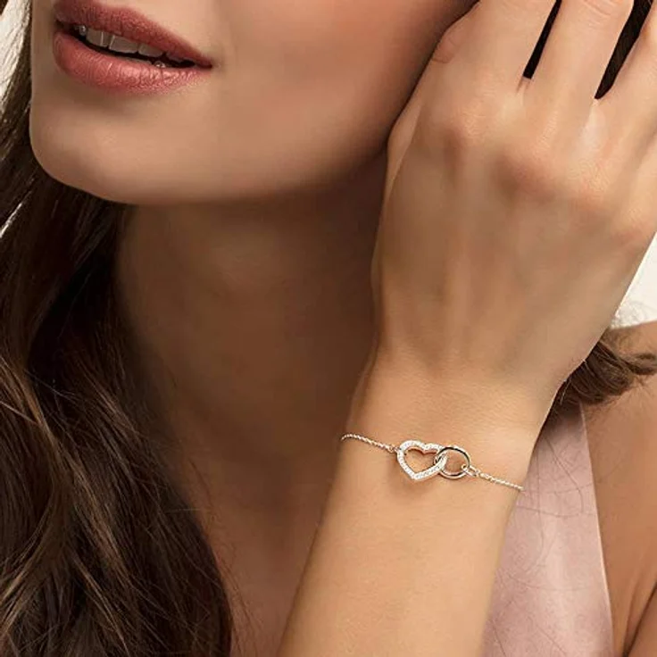 Thomas Sabo Damen Armband Forever Together Herz, 925 Sterling Silber mit Zirkonia, silber, Karabinerverschluss, Ankerkette – Bild 2