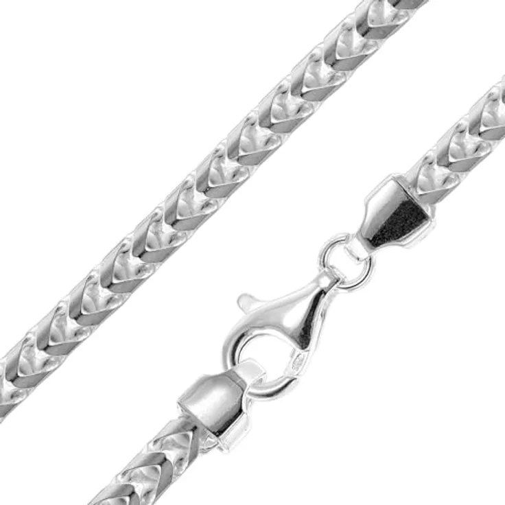 trendor Herren-Halskette 925 Silber Fuchsschwanzkette, 5,1 mm Breit, 45 cm, mit Karabinerverschluss und Pflegetuch