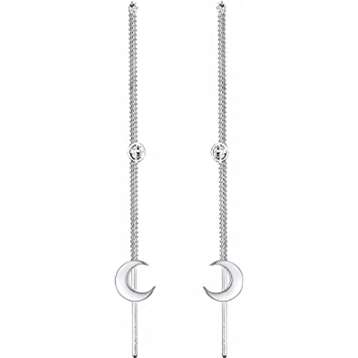 Elli Ohrringe Damen Halbmond Solitär aus 925 Sterling Silber mit Kristall, handgefertigt und hochglanzpoliert – Bild 2