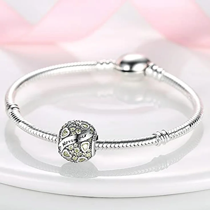 Pandach Damen Charm Anhänger Geburtsstein, 925 Sterling Silber, 12 Zirkonia Charms für Pandora Armband und Halskette – Bild 2