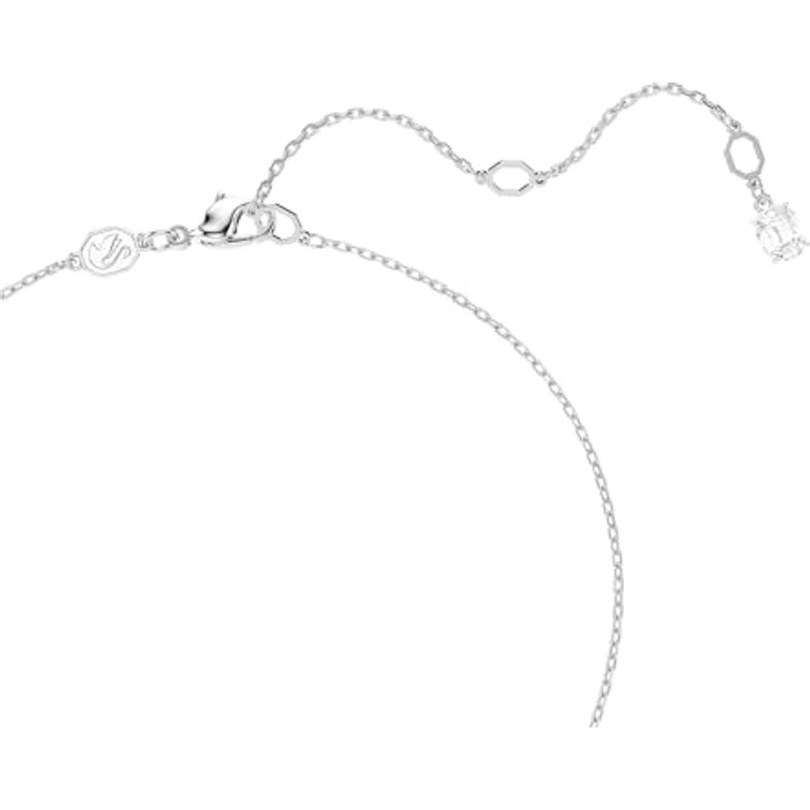 Swarovski Hyperbola Halskette, Rhodinierte Damenhalskette mit Twist-Anhänger und Swarovski Zirconia in Oval-Schliff, Weiß – Bild 3