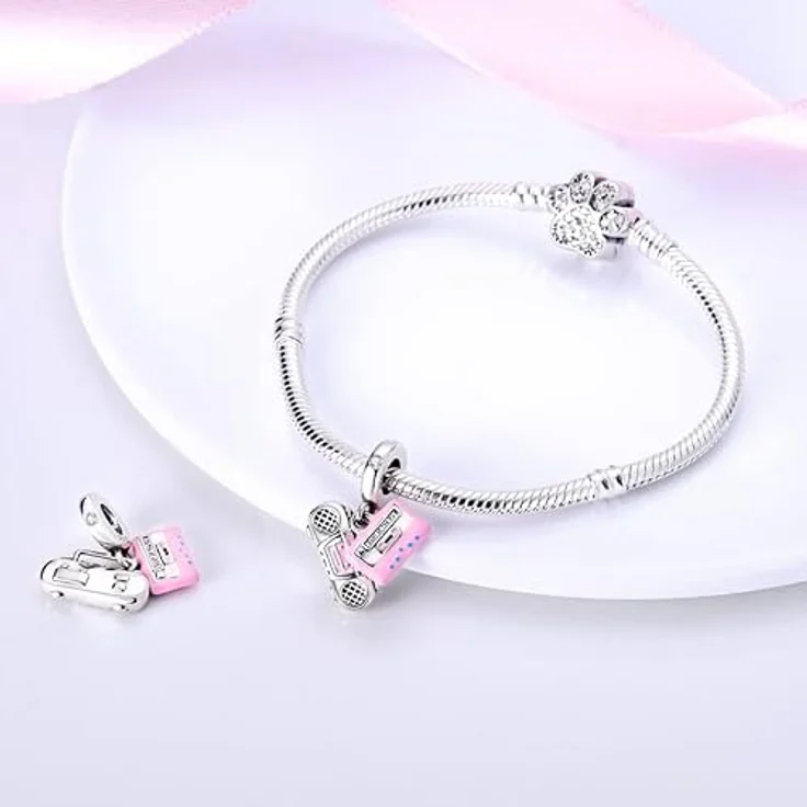 TINSLO Charm Anhänger Damen 925 Sterling Silber, kompatibel mit Pandora Armband und Halskette, Zirkonia-Steine – Bild 3