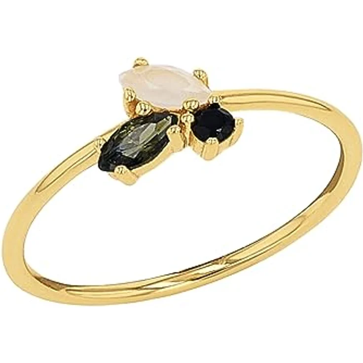 Amor Damen Ring 925 Sterling Silber mit Zirkonia (synth.) und Glassteinen, 6,5 mm, in Schmuck Geschenk Box, 2037257 – Bild 1