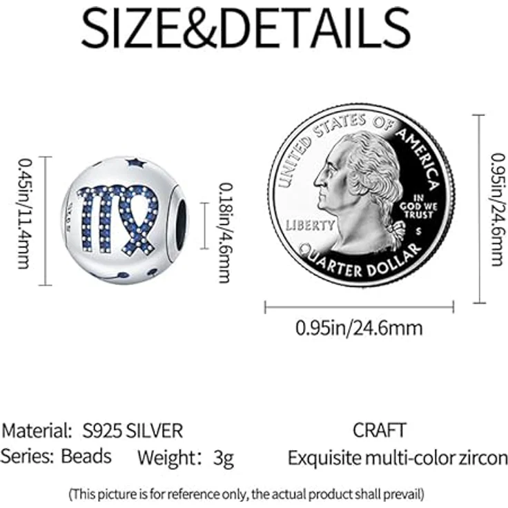 Pandach Sternzeichen Charm Anhänger für Armband, 925 Sterling Silber mit Zirkonia, 12 Sternbilder Beads, kompatibel mit Pandora und europäischen Armbändern und Halsketten – Bild 5